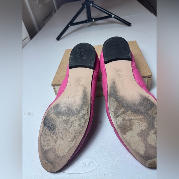 Women’s Gucci Pink Quilted  Nappa Leather Ballet Flats/Shoes Sz 39.5 / US 9.5 - Picture 10 of 14
